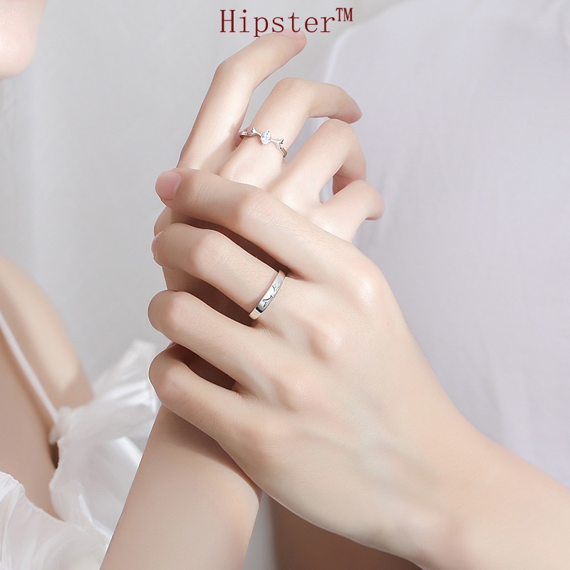 European and American Personalized Niche Temperament Couple Adjustable Silver Ring