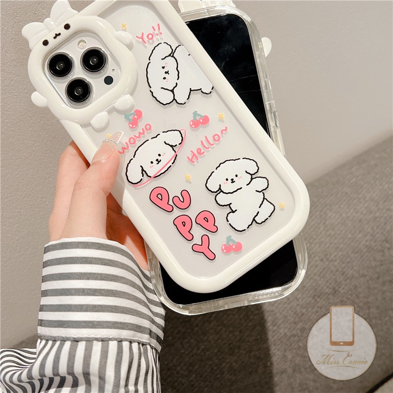 3d Bow-knot Little Monster Lensa Kartun Puppy Anjing Lucu Case Untuk Samsung A14 A04 A04s A12 A32 A03 A04E A13 A53 A52 A73 A23 A22 A02s A50 A03s A51 A52s A50s A21s A71 A11 A33 M32 M12