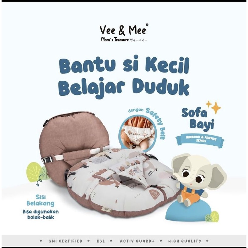 [2 Kg] Vee &amp; Mee Sofa Bayi Multifungsi Anti Bakteri Raccoon &amp; Friends Series -  VMS 1050