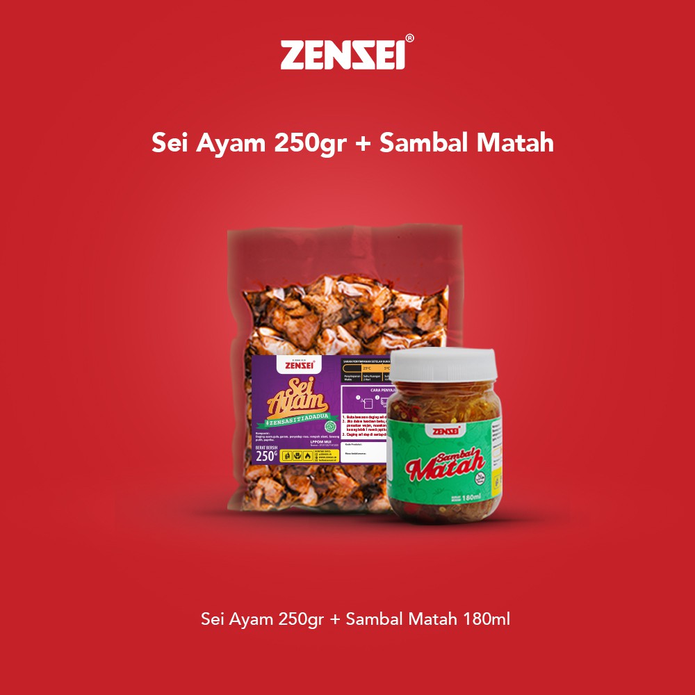 

Sei Ayam Zensei 250gr + Sambal Matah (Daging Ayam Asap)