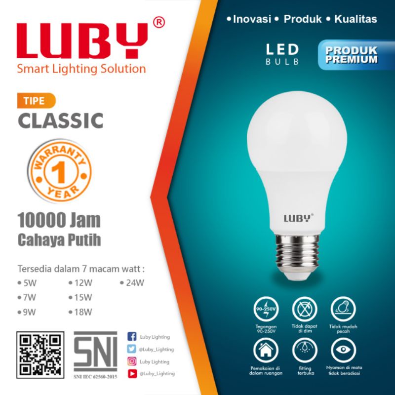 Jual Lampu Led Bulb Luby W Lampu Led Inlite Watt Bohlam Luby