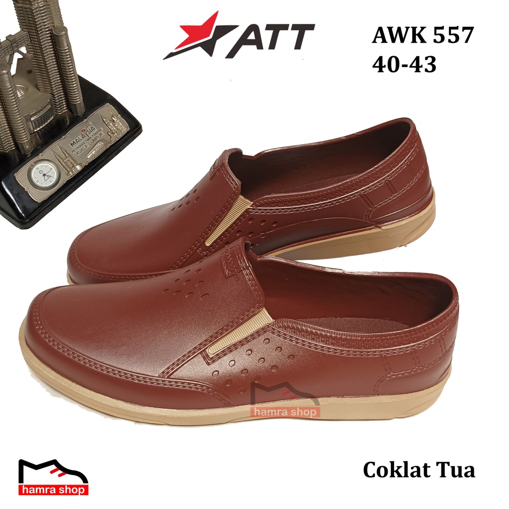 ATT AWK 557 Sepatu Pantofel Pria/Cowok Slip on Bahan Karet Original