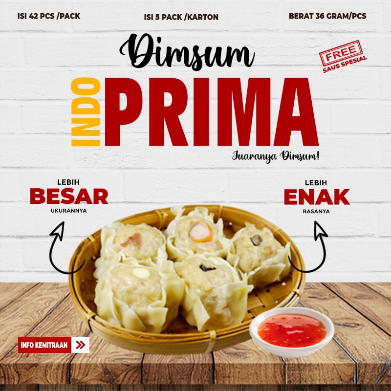 

Indo Prima Dimsum Ayam Mix Ukuran Besar isi 42 pcs frozenfood