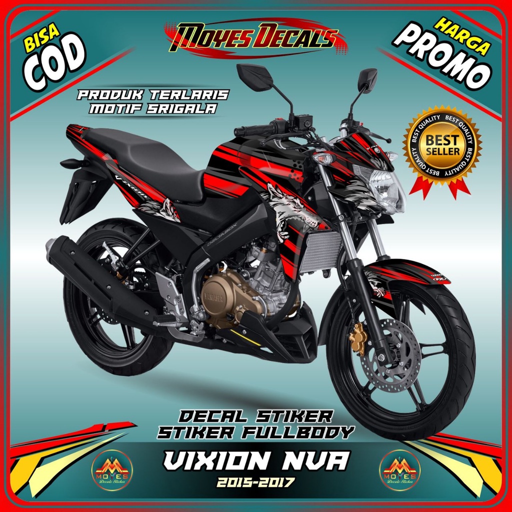 Decal Stiker Vixion NVA Motif Wolf Merah Matricx Full Body Variasi Stiker Vixion NVA