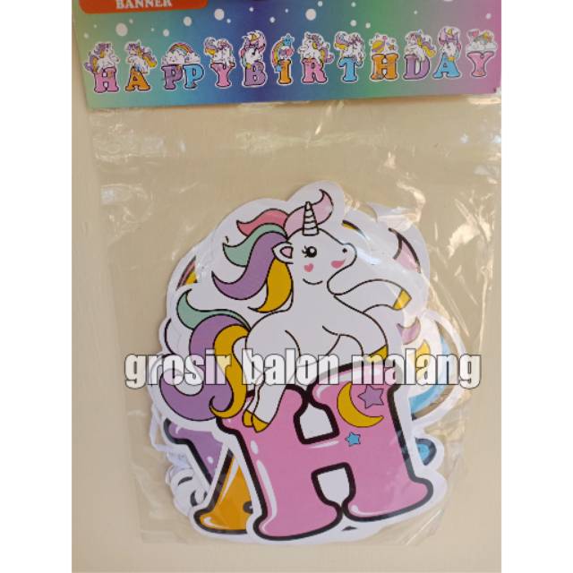 Bunting flag banner letter happy birthday unicorn