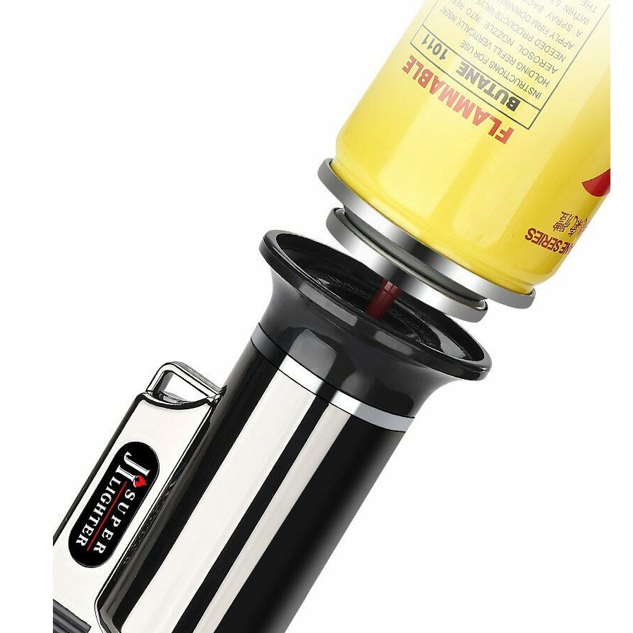 JP Korek Gas Blow Torch Lighter Butane Flame Gun - LF550 - Metallic Black