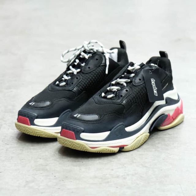 SEPATU BALENCIAGA TRIPLE S BLACK RED 100% BALENCIAGA AUTHENTIC