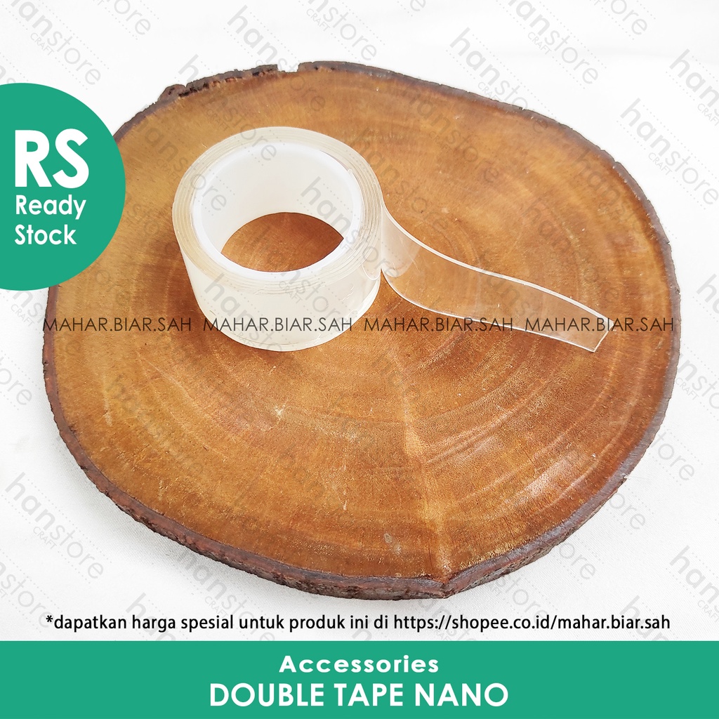 

RS 3cm x 1mm x 1meter Double Tape Nano Tape Ivy Grip Selotip 2 Sisi Transparan / Bening