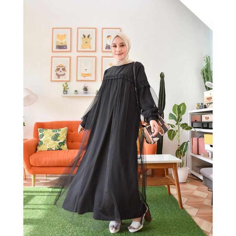 RAFIKA Dress Tulle Tutu Variasi Renda / Gaun Bumil / Gamis Kekinian / Ukuran kecil hingga Jumbo