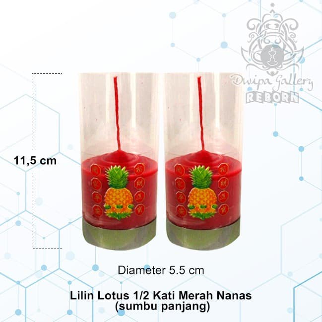 Lilin Puja Sembahyang Lotus 1/2 Kati Merah Nanas (sumbu panjang)