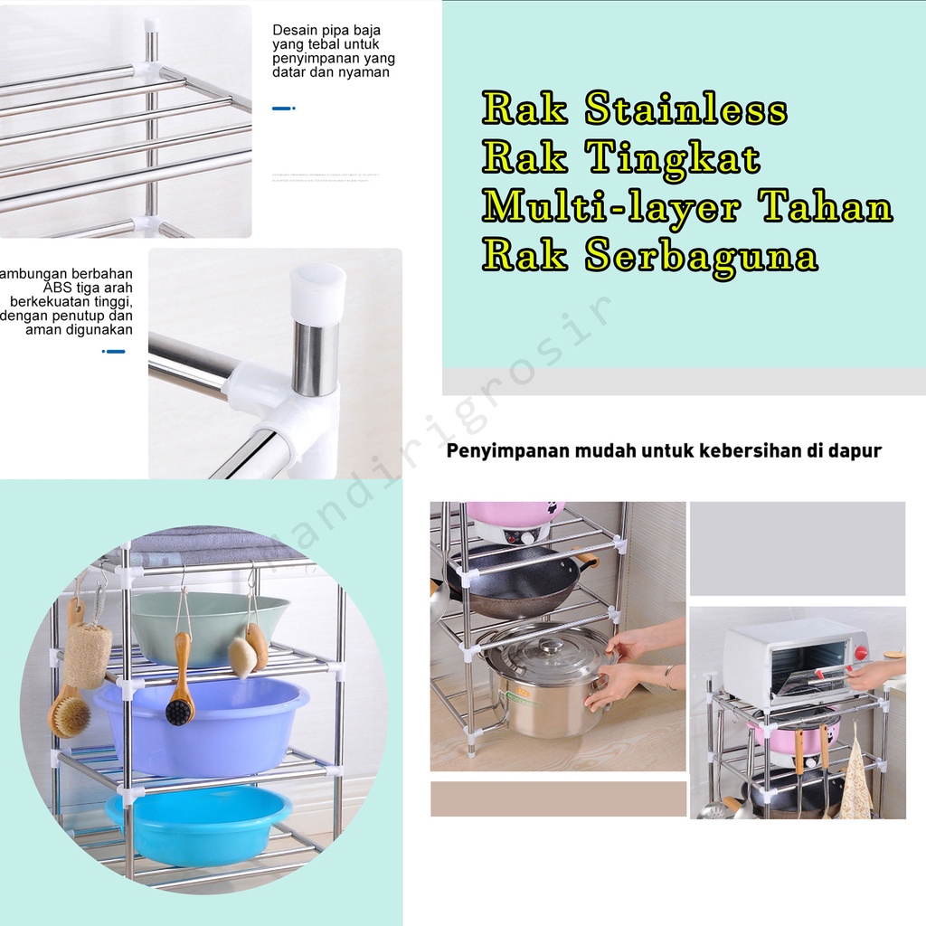 Rak Penyimpanan * Rak Stainless * Rak Tingkat * Multi-layer Tahan Berat 725 Gram