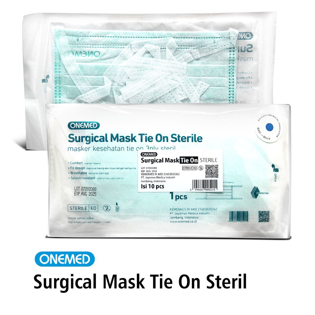 Onemed Masker Bedah Tali Steril Pack Isi 10 Pcs