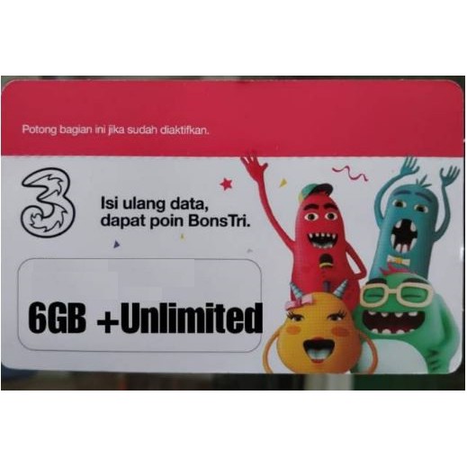 Kuota tri lokal unlimited + 6gb kuota utama