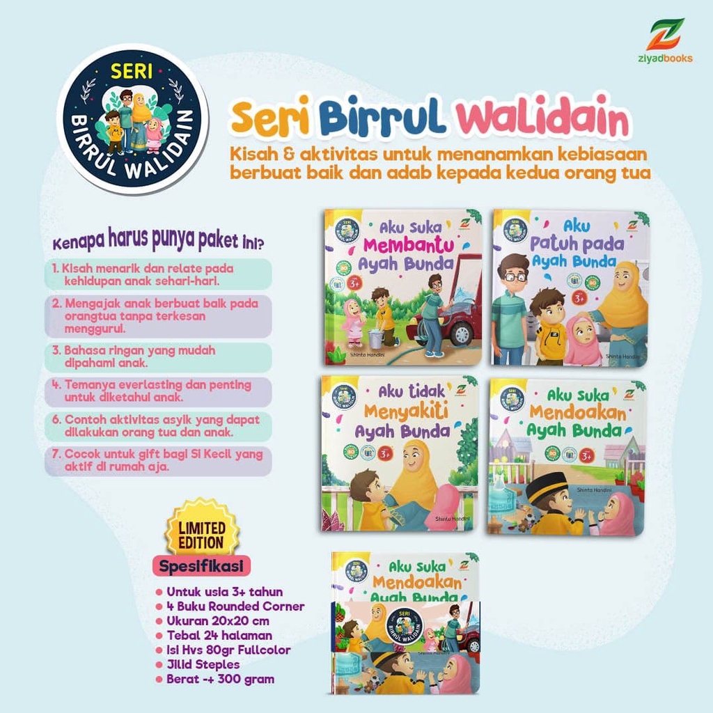 Buku Anak : Birrul Walidain (Berbakti pada Orangtua) 1 Set 4 Buku