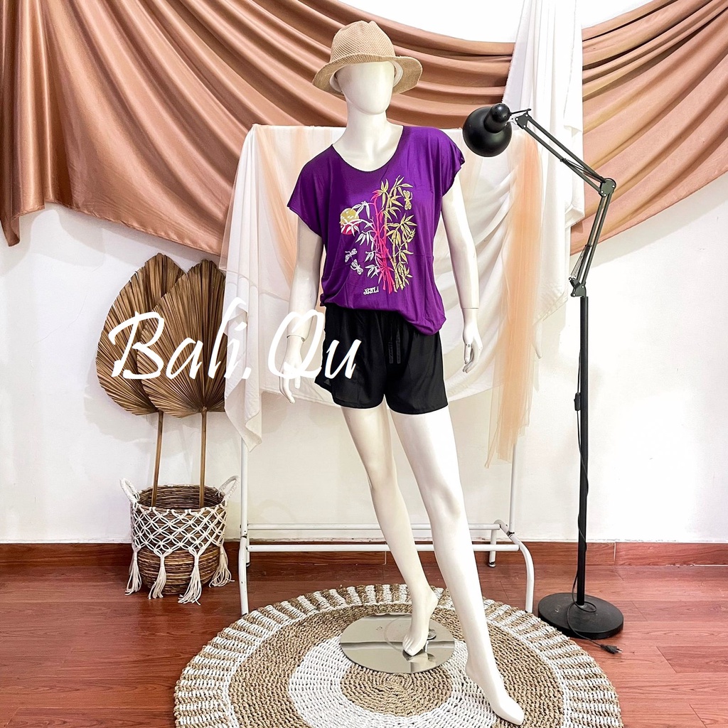 Baju Atasan Kaos Bambu Bali XL Kain Halus-UNGU TUA