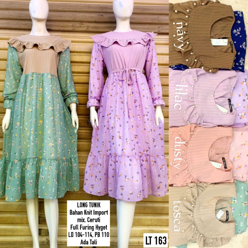 TUNIK FLORAL BUNGA KECIL BY J&AL  KNIT IMPORT MIX CERUTY FULL FURING