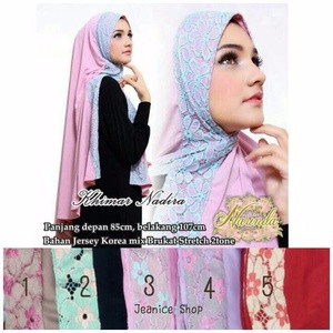 Khimar Nadira Premium / Jilbab Nadira Renda Brukat / Kerudung Nadira