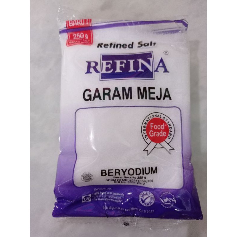 

Garam Meja Halus Refina beryodium 250gr exp date des 2027