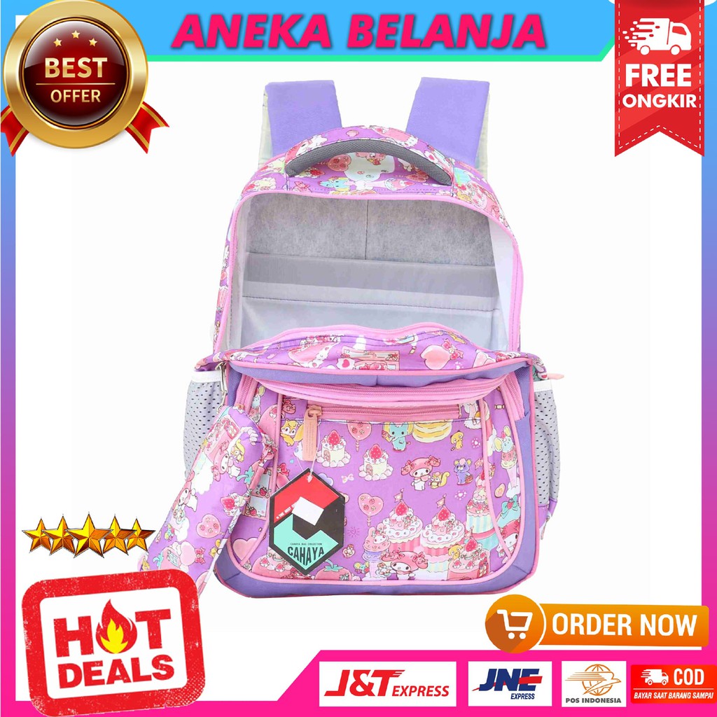 Tas Ransel Anak Cahaya My Melody Warna Ungu Lucu Imut Harga Ekonomis Cocok Untuk Sekolah Free Raincover