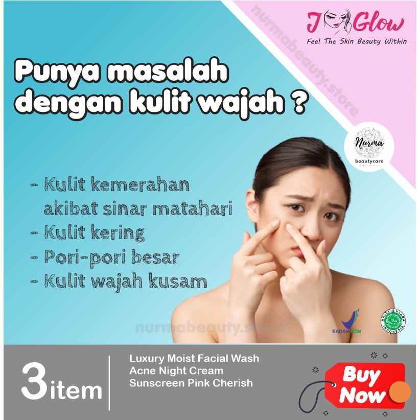 Jglow J glow Skincare Paket Sensitif  Skin Care Krim Perawatan Kecantikan Pemutih Wajah Glowing BPOM-1