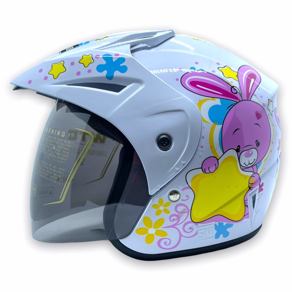 Helm WTO Z1R Pet - Romantic Rabbit - Putih - Half Face ALL SIZE