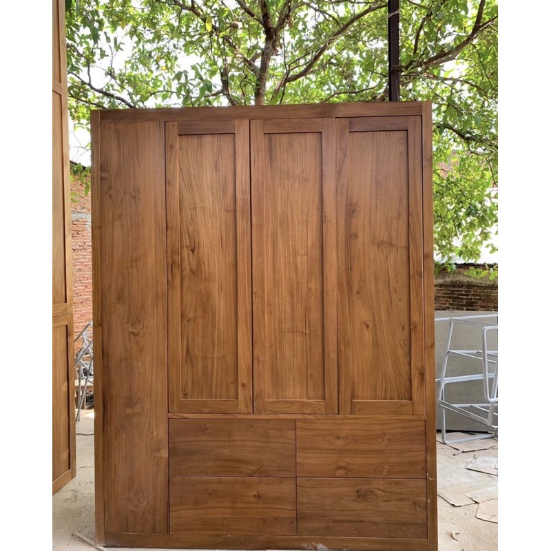 lemari pakaian full kayu jati TPK perhutani pintu 4