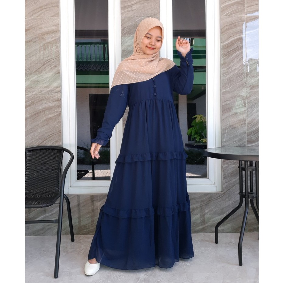 Gamis Ceruty Kancing Susun Full Furing/ Gamis Ceruty Babydoll