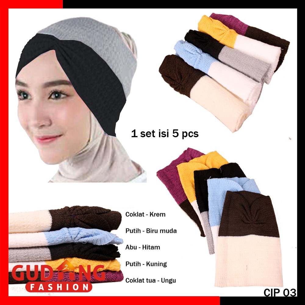 Ciput Rajut Polos dan Two Tone 2 Warna / Dalaman Untuk Hijab / Inner Hijab (COMB)