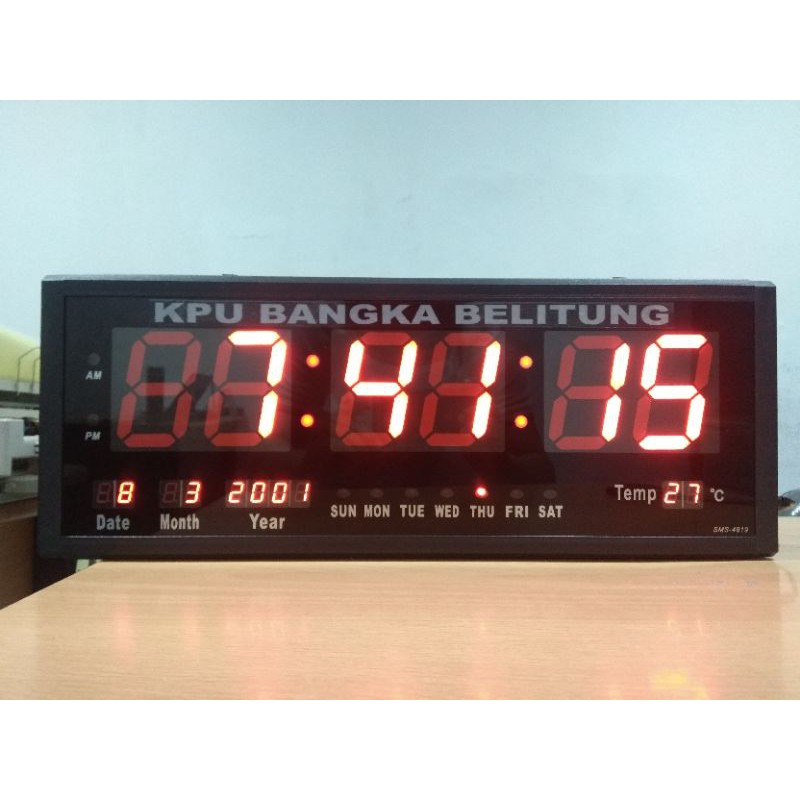 JAM DINDING DIGITAL Sonifer LED MERAH 48 x 19 cm SMS-4819 (+) FREE CUSTOM NAMA