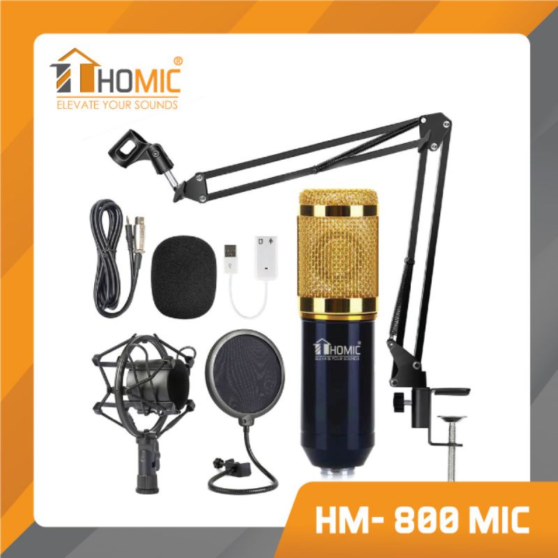 Homic Microphone Mic Paket Condenser Recording Livestream Podcast BM 800