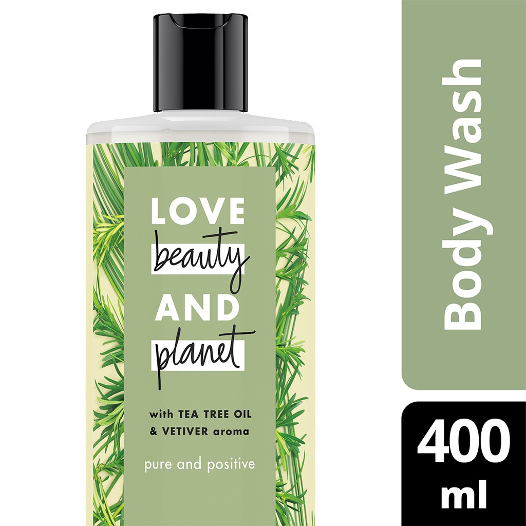 Love Beauty & Planet Vegan Body Wash Tea Tree Oil & Vetiver Purifying & Gentle Detox 400ml