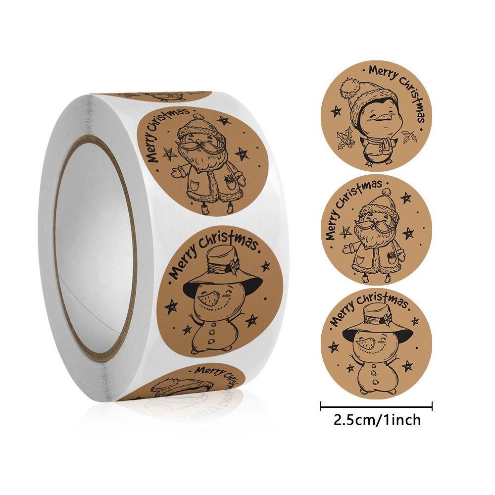 Solighter 500Pcs / roll Stiker Segel Motif Santa Claus Handmade Untuk Dekorasi Natal / Pernikahan