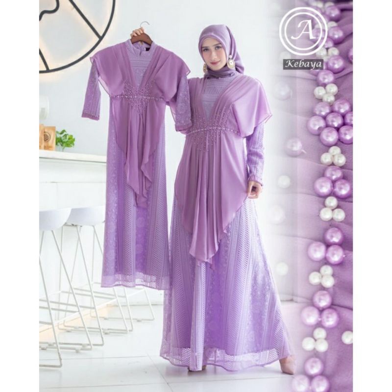 Salvina_Kebaya / Gamis Malika Couple Ibu & Anak / Dress Couple Kondangan / Dress Brokat Original / D