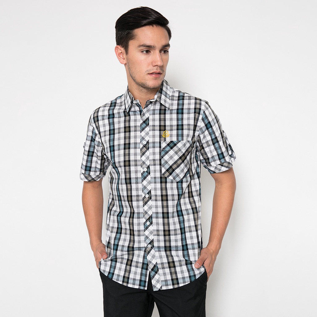 Johnwin - Kemeja Casual - Lengan Pendek - Motif Kotak-kotak - ASH.670.W880.529.C S/S - Free keychain