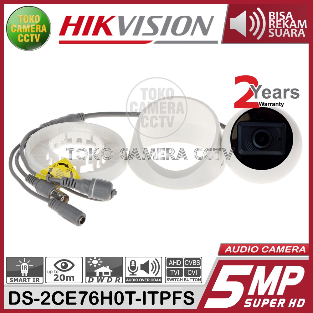 KAMERA CCTV INDOOR HIKVISION 5MP MIC AUDIO DS-2CE76H0T-ITPFS