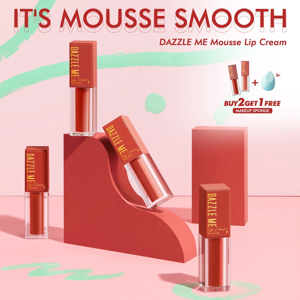 [SIAP KIRIM DAN BPOM] DAZZLE ME Mousse Lip Cream Dazzle Me Lip Cream | Silky Lipstik Moisturizing Lip Care Reduce Lip Wrinkles BPOM