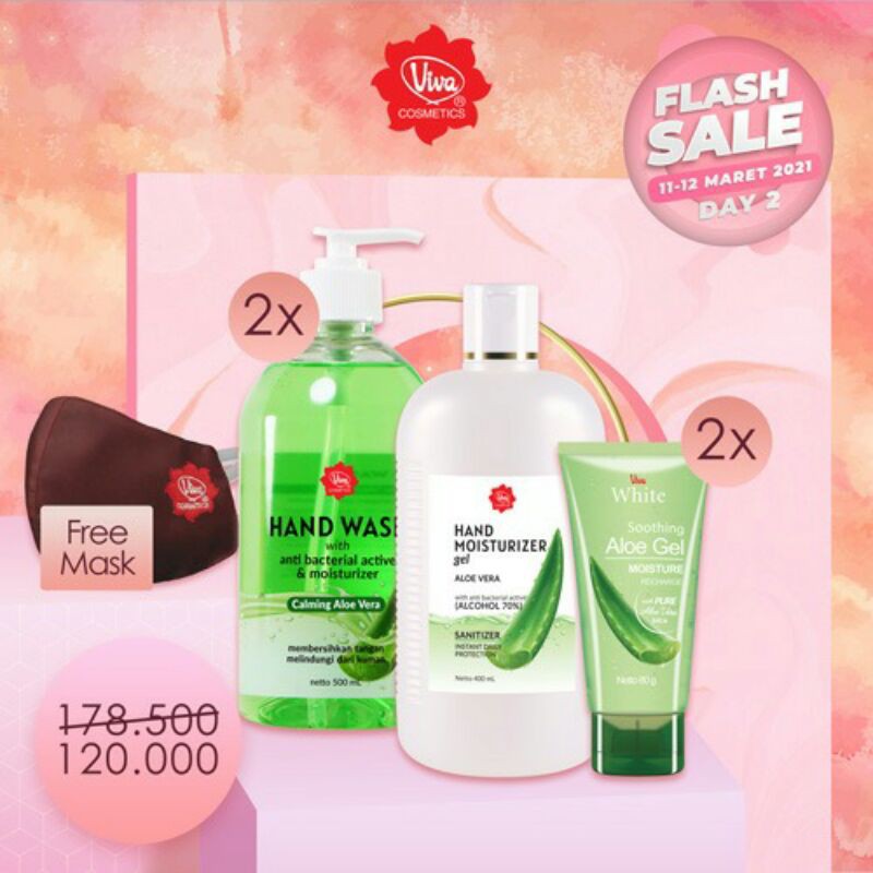 Paket Hand Wash Sanitizer Aloe Vera Gel Viva