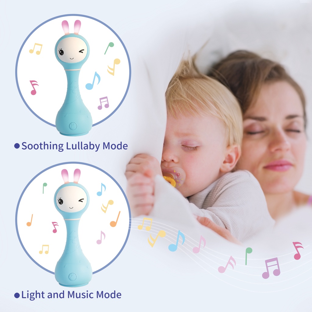 Alilo Smarty Rattle Bunny / Rattle Bayi / BPA Free / Color / Lagu Anak / Music / Story / Lullaby / Teether / Shake&amp;Tell / 0-3 / Mainan Edukasi Anak