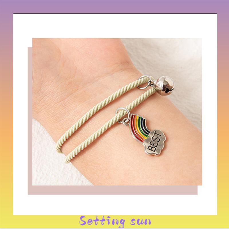 2 Pcs/set Adjustable Magnetic Braided Gelang Pasangan Gaya Etnis Cina TN