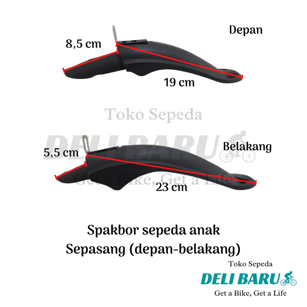 Deli baru Spakbor hitam slebor sepeda anak ukuran 12, 16, 18 harga sepasang