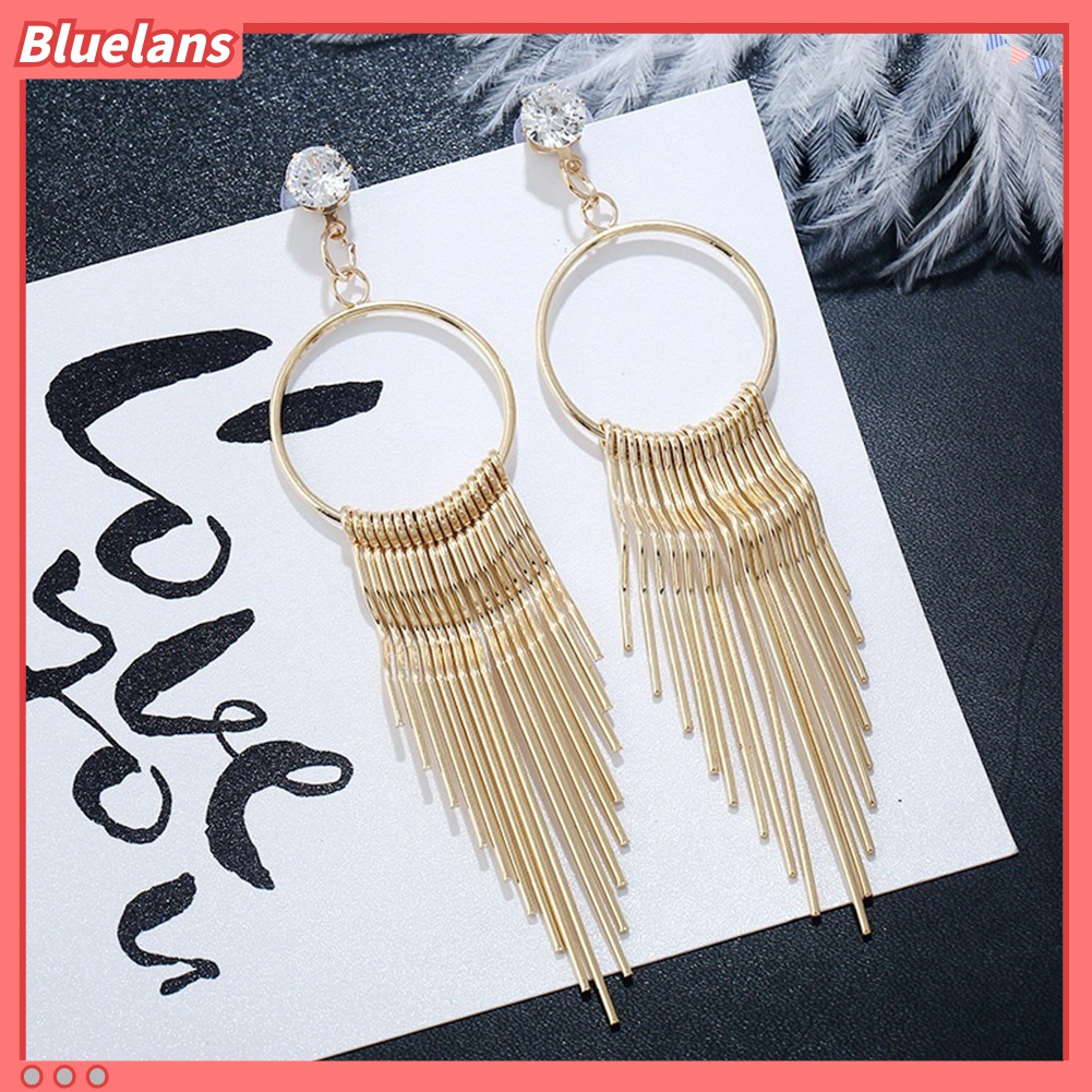 Anting Rumbai Panjang Bahan Logam Anti Alergi Untuk Wanita