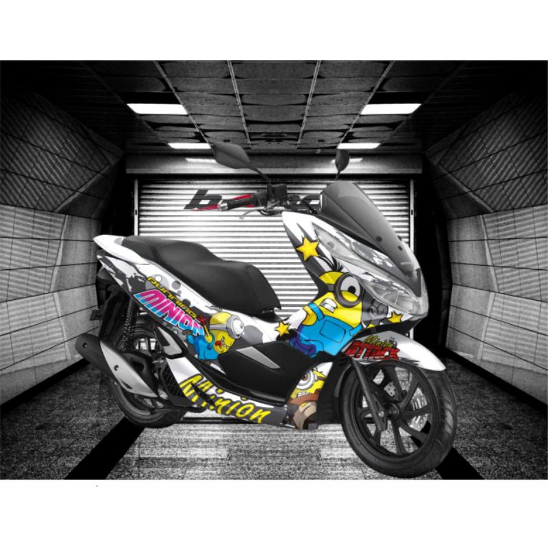 Decal PCX full body motif minions sticker variasi putih