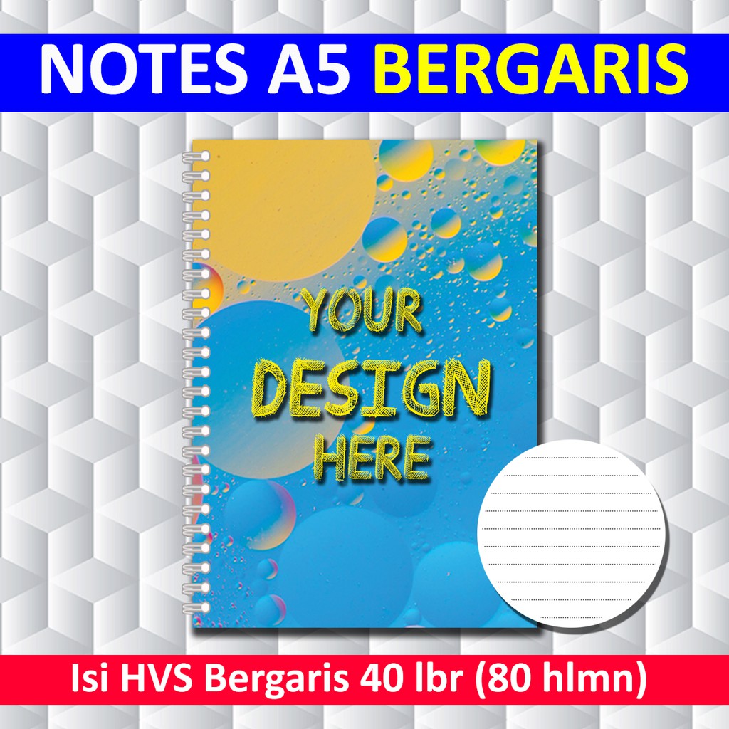 

Notes Custom A5 Bergaris / Notebook Spiral A5 Bergaris / Isi 40 Lembar - Minimal Pemesanan 2 pcs