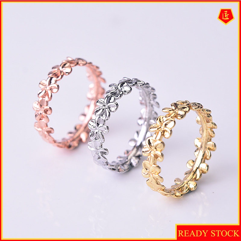 [Ready Stock]Fashion Simple Flower Ring Silver 18K Gold