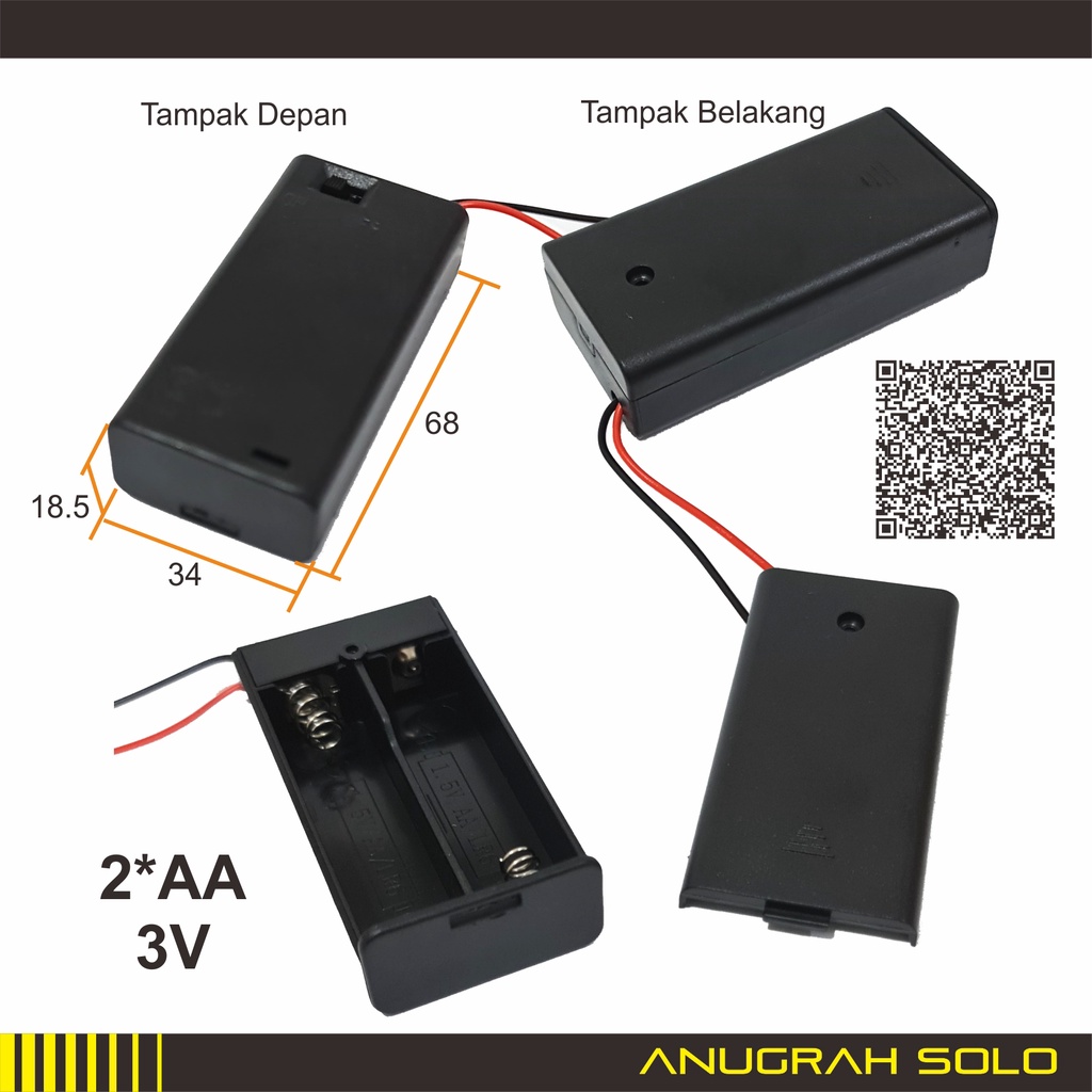 Battery Box Holder Battere Tempat Batere AA AAA 9V 18650 Switch On-Off