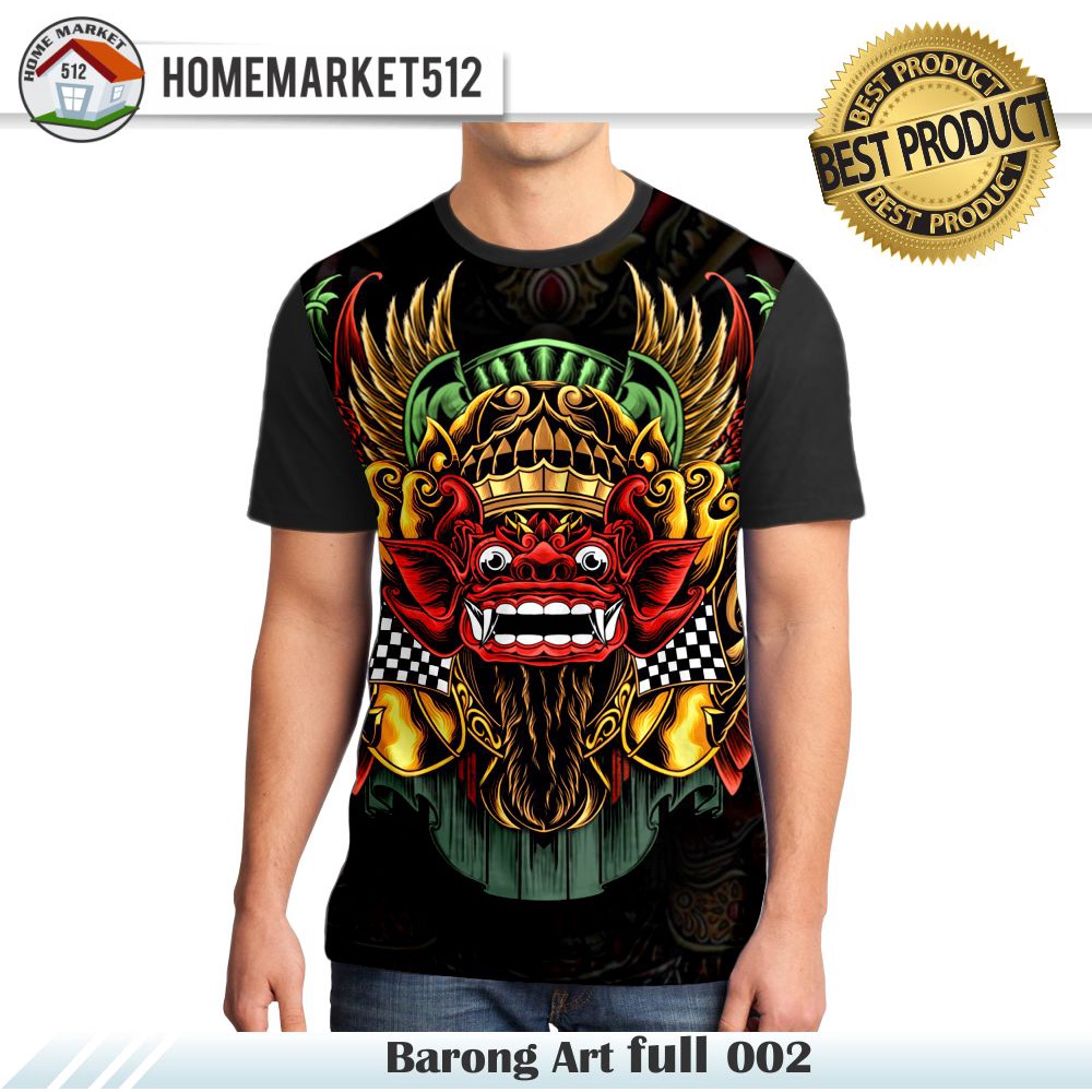 Kaos Pria Barong Art full 002 Kaos Unisex Dewasa Big Size | HOMEMARKET512-0
