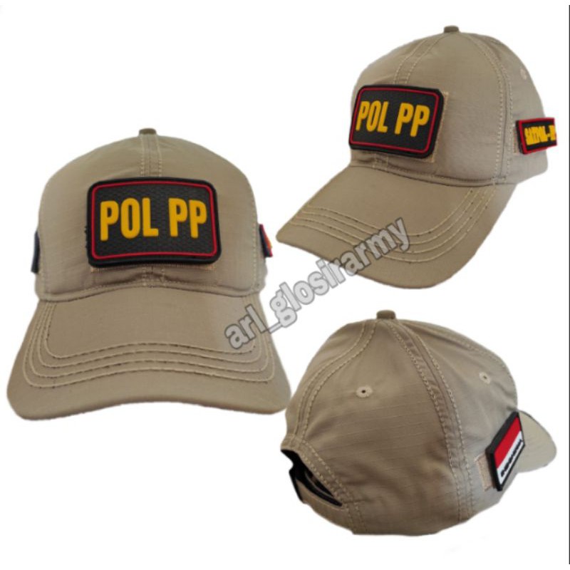 TOPI BDU CREAM. TOPI SATPOL PP plus PATCH RUBBER 3 pcs