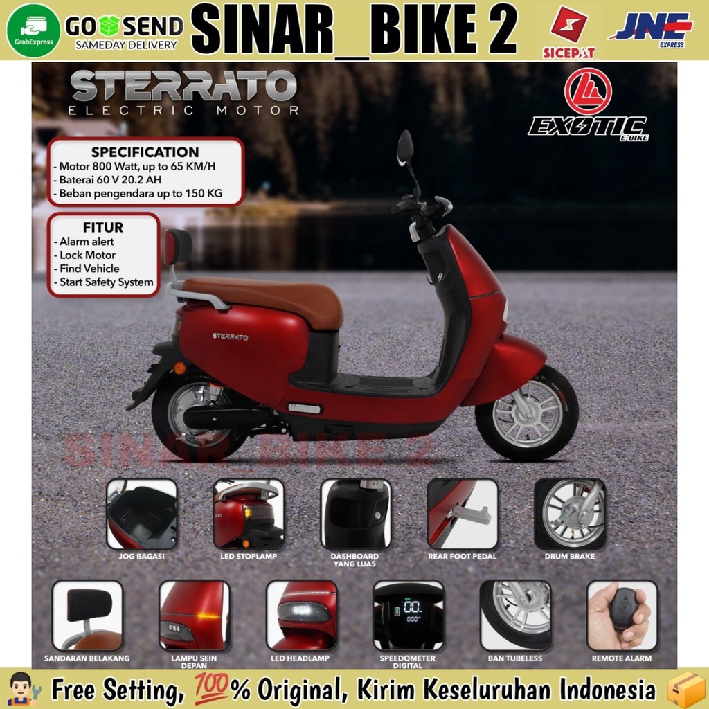 Sepeda Motor Listrik EXOTIC STERRATO Electric E Bike 800 Watt