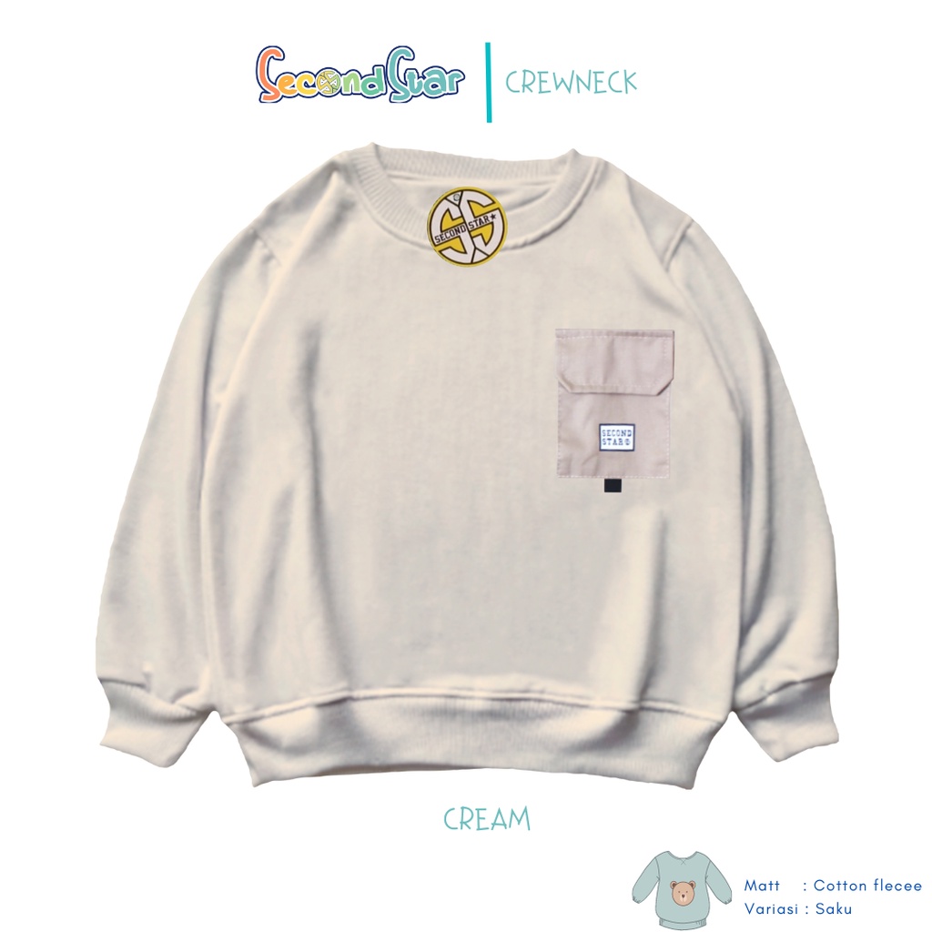 Second star sweater anak crewneck anak laki laki perempuan unisex warna cream