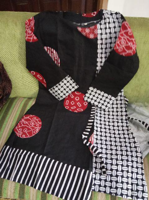 Batik Tunik Shibori Jumputan Terbaru All Size 106cm / Hrb026 Yelbor Navbor / Biru Putih / Original..